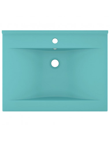 Lavabo con Foro Rubinetto Verde Chiaro Opaco 60x46 cm Ceramica