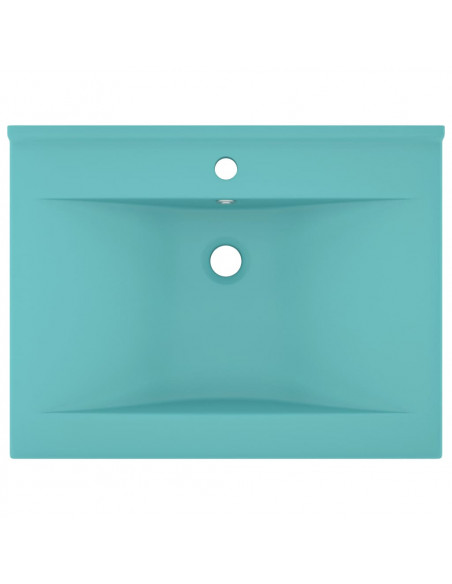 Lavabo con Foro Rubinetto Verde Chiaro Opaco 60x46 cm Ceramica