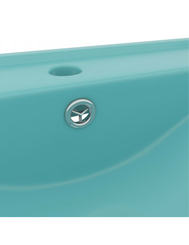 Lavabo con Foro Rubinetto Verde Chiaro Opaco 60x46 cm Ceramica