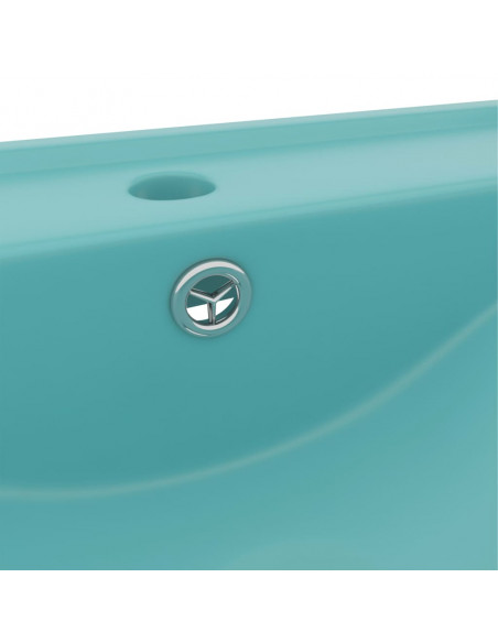 Lavabo con Foro Rubinetto Verde Chiaro Opaco 60x46 cm Ceramica