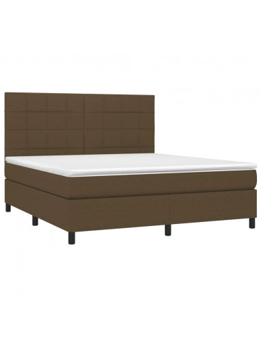 Letto a Molle Materasso e LED Marrone Scuro 160x200 cm Tessuto