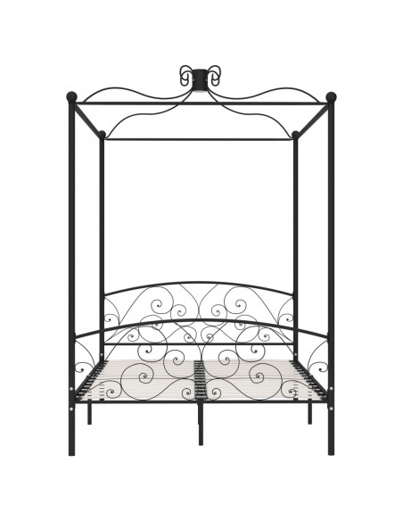 Letto a Baldacchino Nero in Metallo 120x200 cm