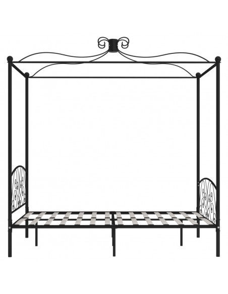 Letto a Baldacchino Nero in Metallo 120x200 cm