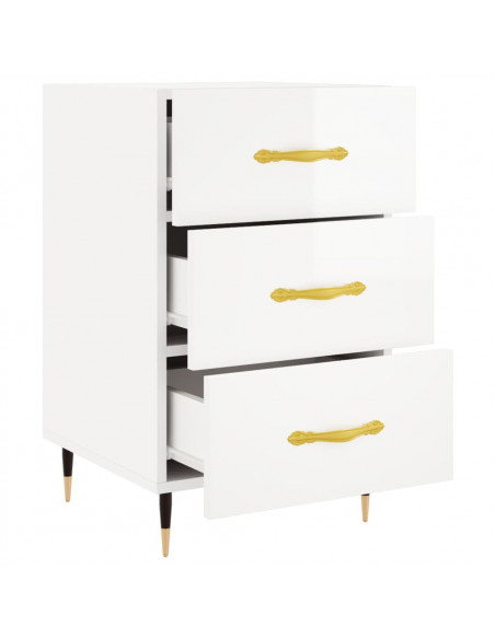 Comodino Bianco Lucido 40x40x66 cm in Legno Multistrato