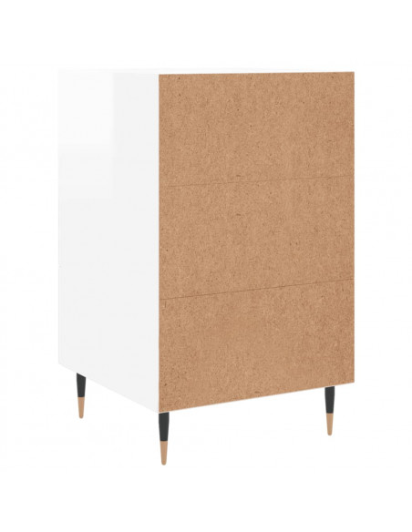 Comodino Bianco Lucido 40x40x66 cm in Legno Multistrato
