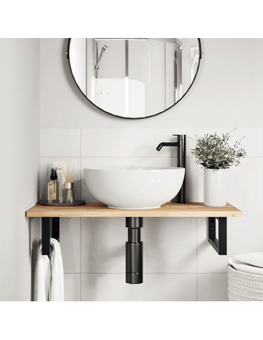 Piano da Bagno Non Trattato 80x40x2 cm Legno Massello di Acacia