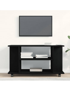 Mobile TV Ruote Rovere Nero 80x40x45cm Legno Multistrato 2