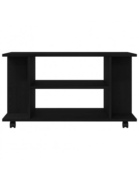 Mobile TV Ruote Rovere Nero 80x40x45cm Legno Multistrato