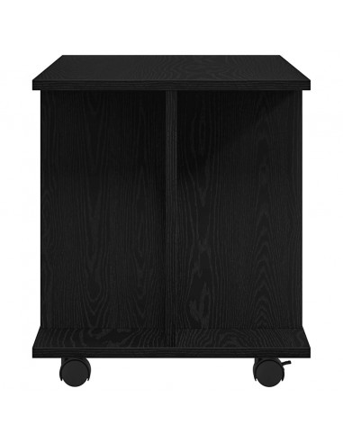 Mobile TV Ruote Rovere Nero 80x40x45cm Legno Multistrato