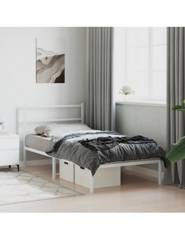 Giroletto con Testiera Metallo Bianco 100x200 cm