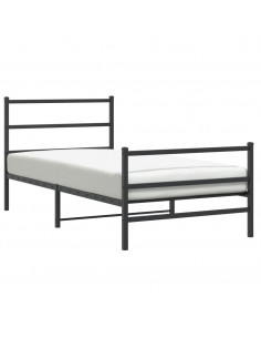 Giroletto con Testiera e Pediera Metallo Nero 100x200 cm