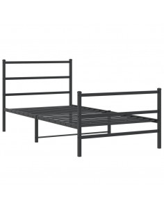 Giroletto con Testiera e Pediera Metallo Nero 100x200 cm 2