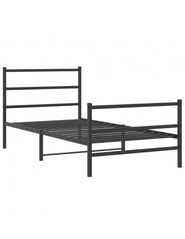 Giroletto con Testiera e Pediera Metallo Nero 100x200 cm