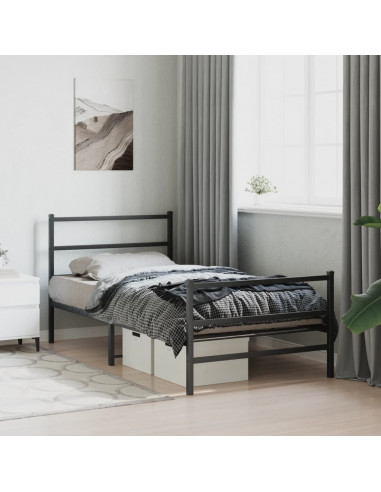 Giroletto con Testiera e Pediera Metallo Nero 100x200 cm