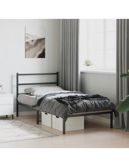 Giroletto con Testiera Metallo Nero 100x200 cm