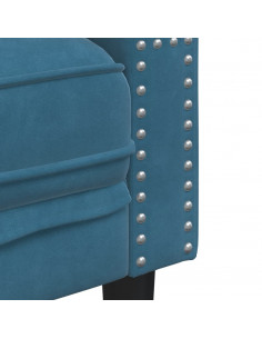 Set Divani Chesterfield 2pz con Cuscini Blu Velluto