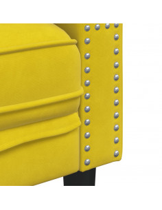 Set Divani Chesterfield 2pz con Cuscini Giallo Velluto