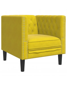 Set Divani Chesterfield 3pz con Cuscini Giallo Velluto