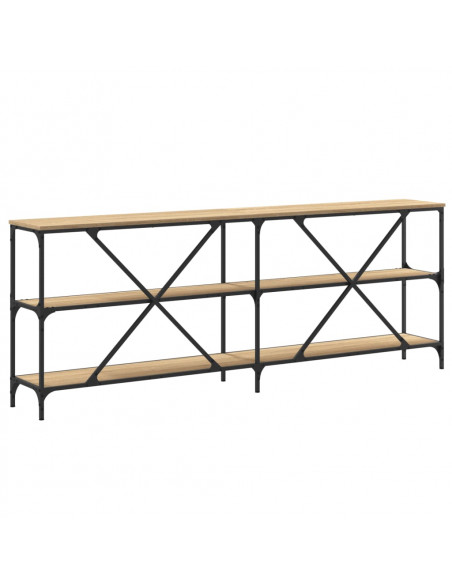 Tavolo Consolle Rovere Sonoma 200x30x75 cm Multistrato e Ferro