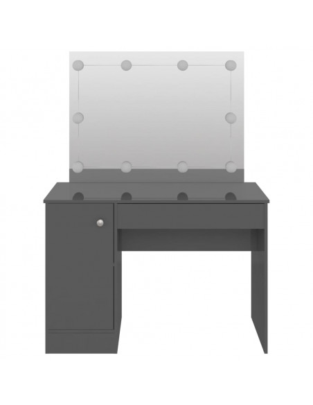 Toeletta con Luci LED 110x55x145 cm in MDF Grigio Lucido