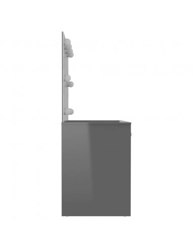 Toeletta con Luci LED 110x55x145 cm in MDF Grigio Lucido