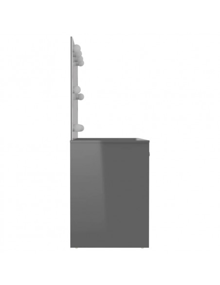 Toeletta con Luci LED 110x55x145 cm in MDF Grigio Lucido