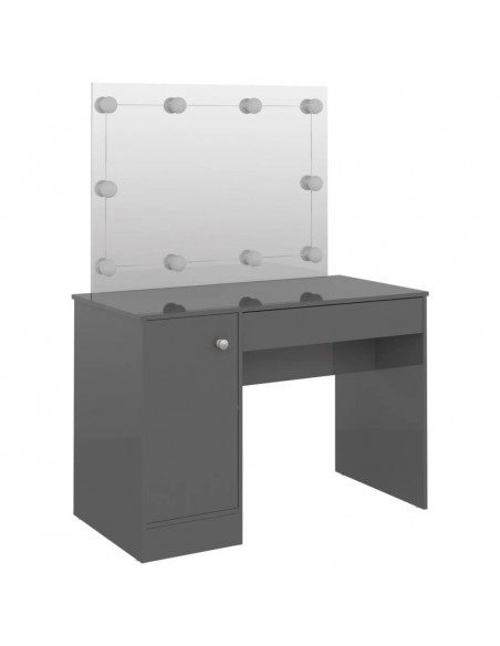 Toeletta con Luci LED 110x55x145 cm in MDF Grigio Lucido