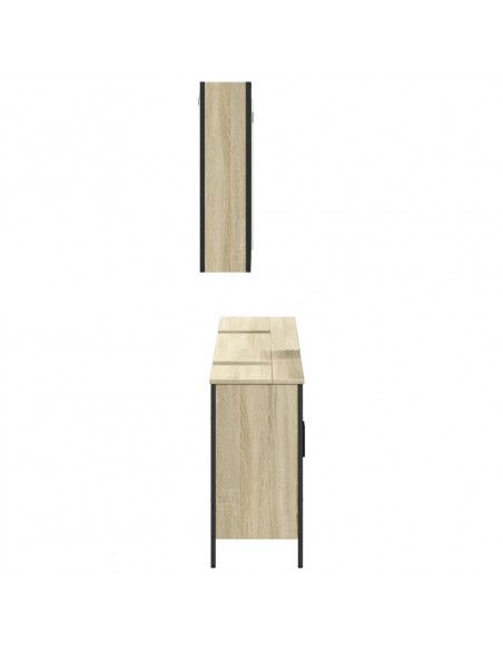 Set di Mobili da Bagno 3 pz Rovere Sonoma in Legno Multistrato