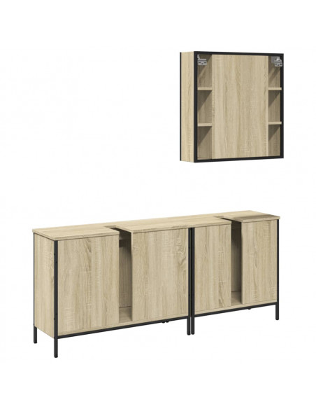 Set di Mobili da Bagno 3 pz Rovere Sonoma in Legno Multistrato