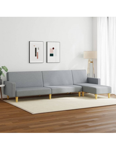 Set di Divani 2 pz Grigio Chiaro in Tessuto