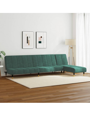 Set di Divani 2 pz Verde Scuro in Velluto