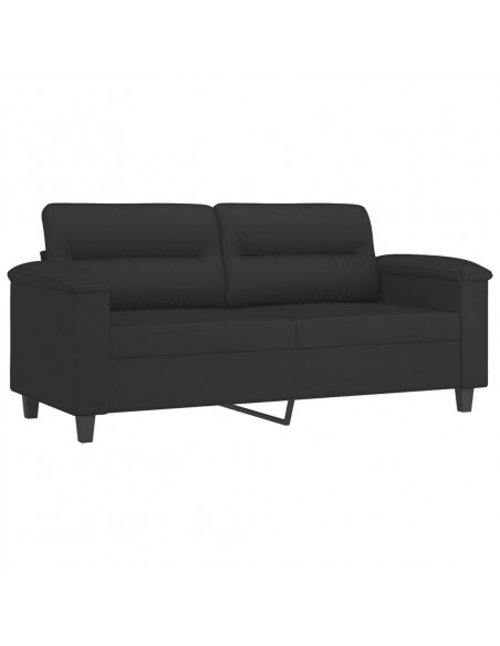 Set Divani 2 pz con Cuscini Nero in Tessuto Microfibra