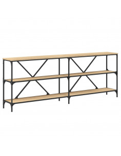 Tavolo Consolle Rovere Sonoma 200x30x75 cm Multistrato e Ferro 2