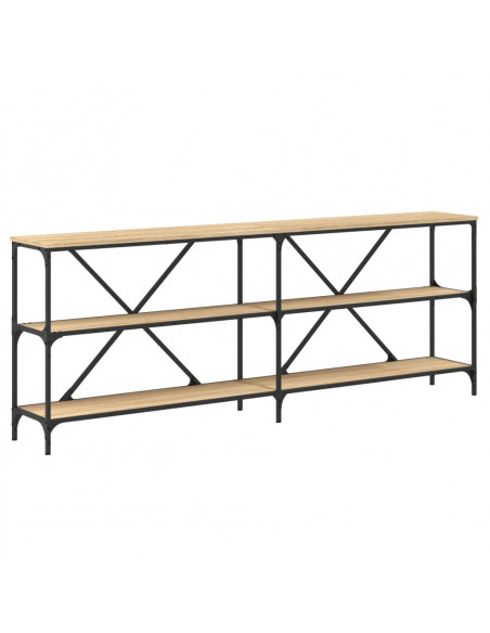 Tavolo Consolle Rovere Sonoma 200x30x75 cm Multistrato e Ferro