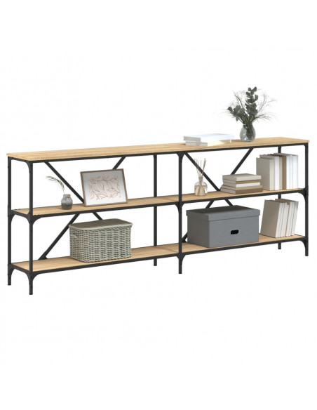 Tavolo Consolle Rovere Sonoma 200x30x75 cm Multistrato e Ferro