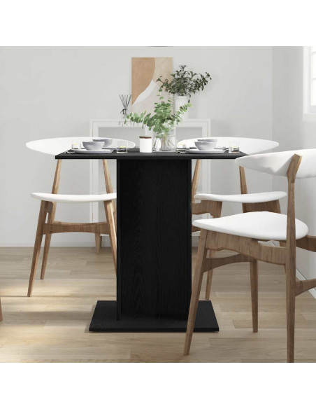 Tavolo da Pranzo Rovere Nero 80x80x75 cm Legno Multistrato