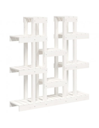Supporto Piante Bianco 104,5x25x109,5 cm Legno Massello di Pino