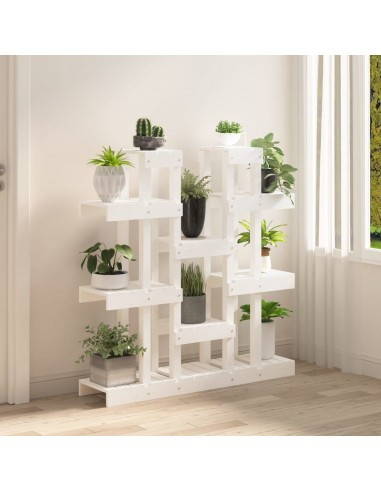Supporto Piante Bianco 104,5x25x109,5 cm Legno Massello di Pino