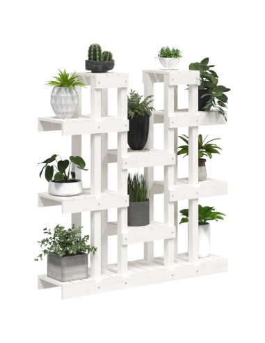 Supporto Piante Bianco 104,5x25x109,5 cm Legno Massello di Pino