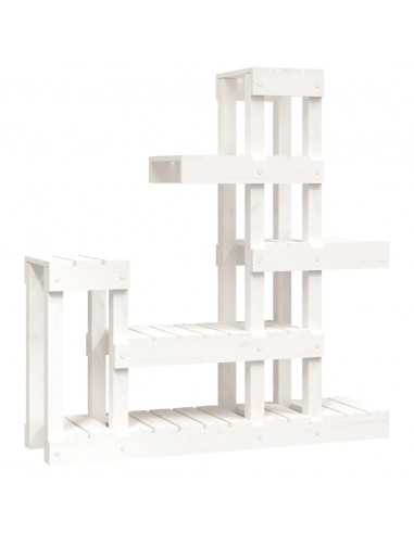 Supporto per Piante Bianco 92x25x97cm Legno Massello di Pino
