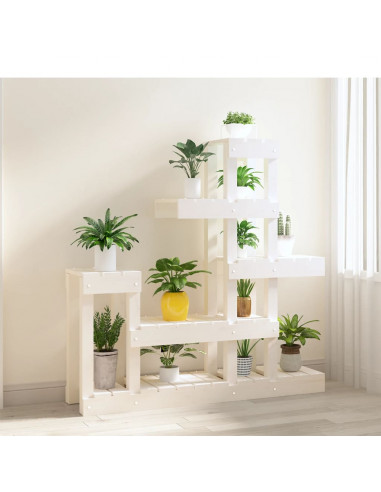 Supporto per Piante Bianco 92x25x97cm Legno Massello di Pino