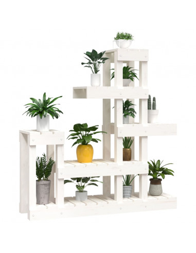 Supporto per Piante Bianco 92x25x97cm Legno Massello di Pino