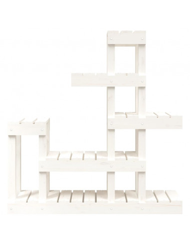 Supporto per Piante Bianco 92x25x97cm Legno Massello di Pino