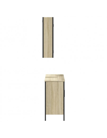 Set Mobili da Bagno 2 pz Rovere Sonoma in Legno Multistrato