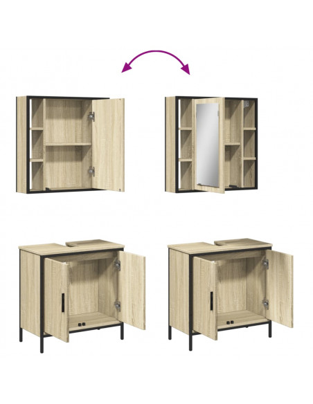 Set Mobili da Bagno 2 pz Rovere Sonoma in Legno Multistrato