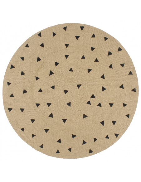 Tappeto Lavorato a Mano in Juta con Stampa a Triangoli 150 cm