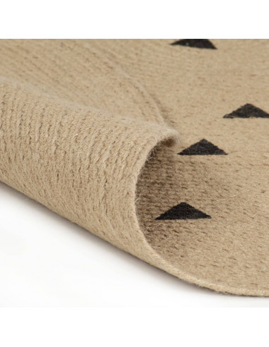 Tappeto Lavorato a Mano in Juta con Stampa a Triangoli 150 cm