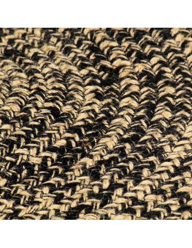 Tappeto Lavorato a Mano in Juta Nero e Marrone 180 cm