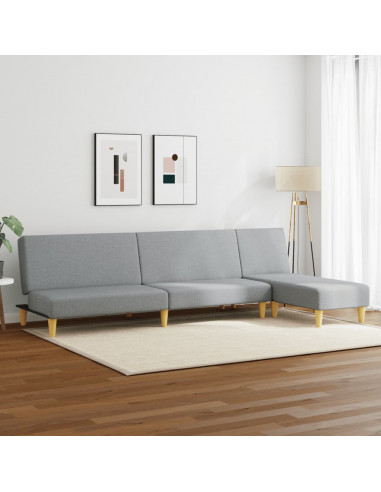 Set di Divani 2 pz Grigio Chiaro in Tessuto