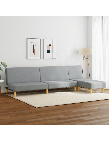 Set di Divani 2 pz Grigio Chiaro in Tessuto